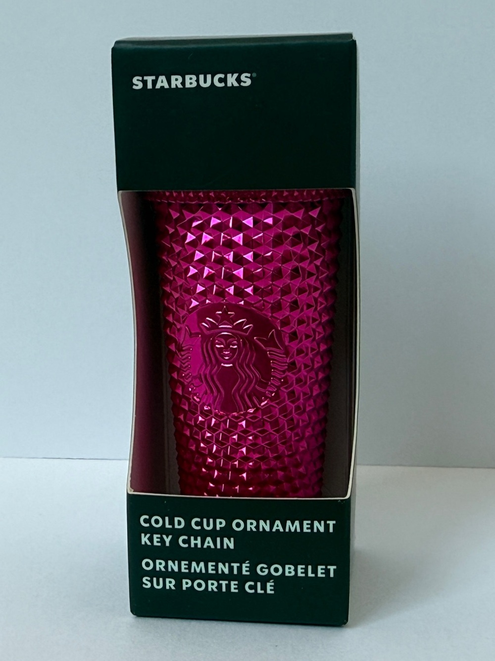 Starbucks Metallic Fuchsia Studded Cold Cup Ornament Key Chain